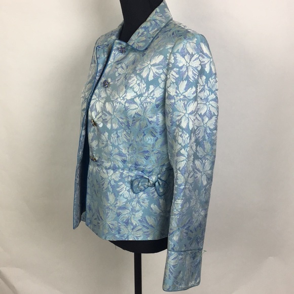 NIPON BOUTIQUE Woman’s Blazer Blue Floral Size 8 - Picture 3 of 6